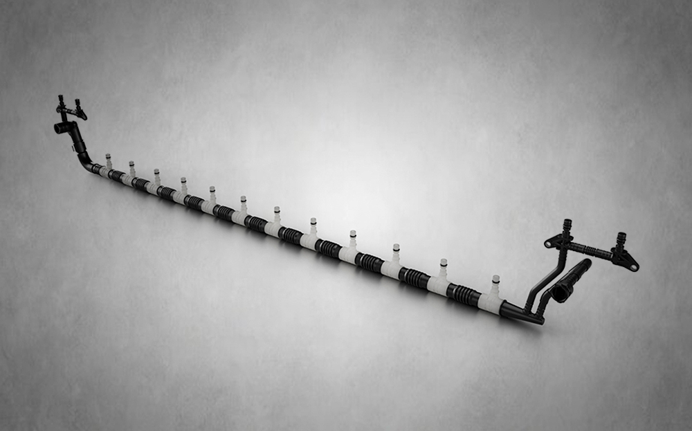 Picture of a Cooling plates feed and return manifolds