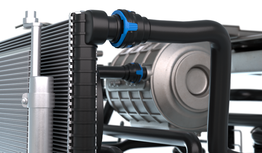 Rendering of NORMA radiator lines for vehicle thermal management.