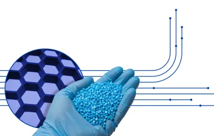 Hands working with sustainable plastic material