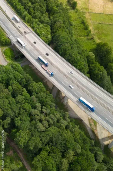 Cars and trucks on a highway