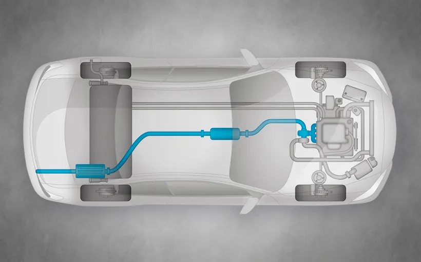 Car drawing with Exhaust line highlighted