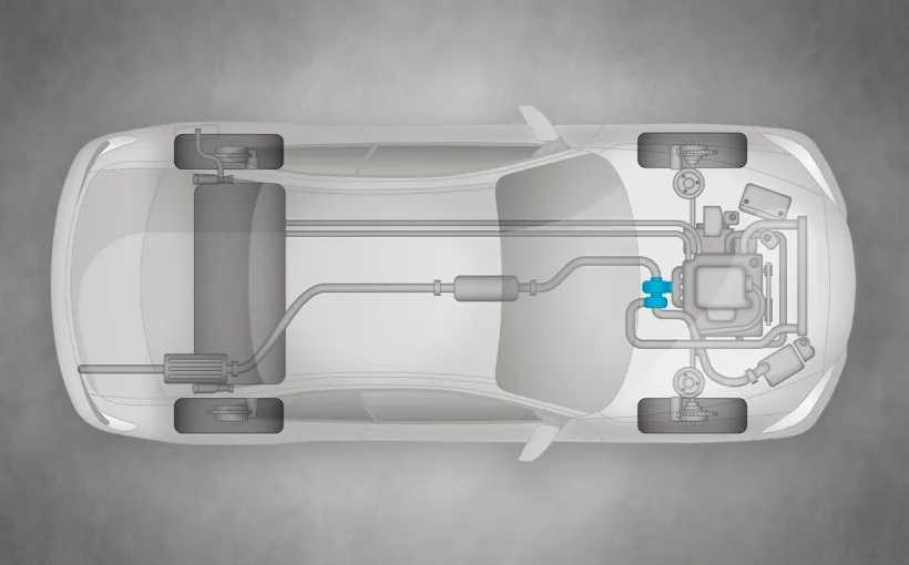 Car drawing with Turbocharger line highlighted