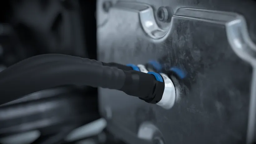 Rendering of NORMA SR Single-Lock Quick Connector for fuel and oil transport systems.