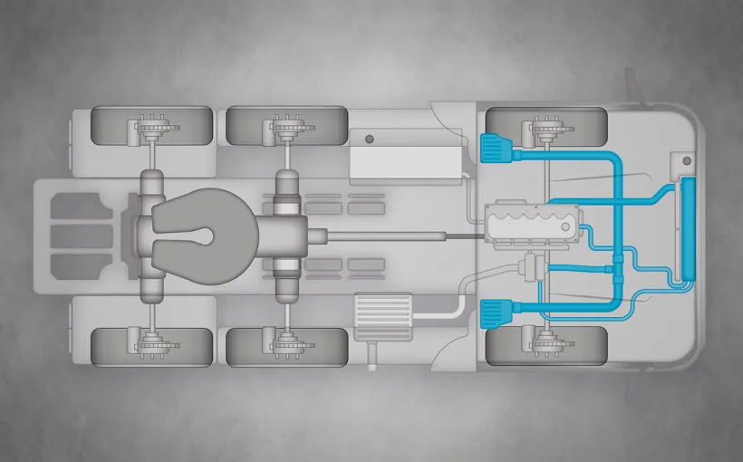 Truck drawing with air intake lines highlighted